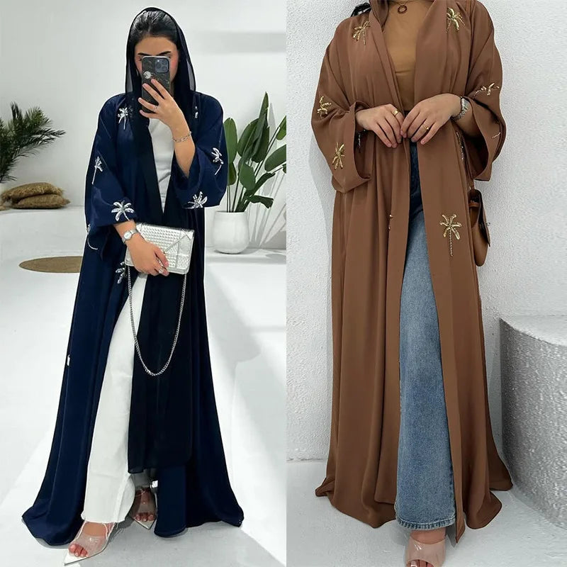 Mode Dubai Abayas für Frauen Stickerei Muslimischen Kleid Türkei Kaftan Islam Kleidung Kebaya Kaftan Marocain Femme Robe Jalabiya.