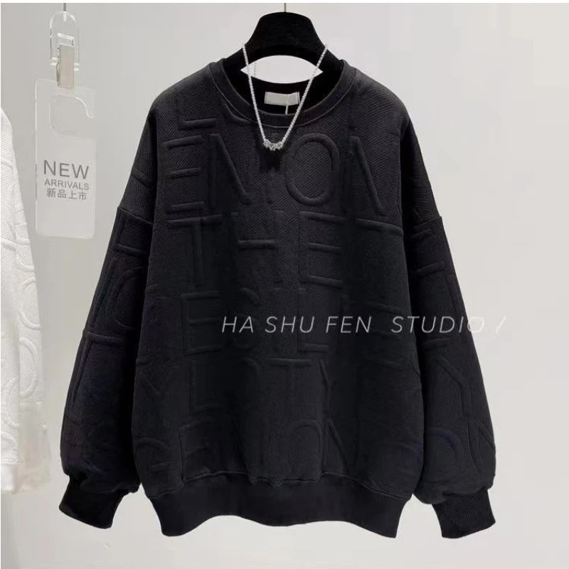 High Street Print Letter Plus Size Hoodies Sweatshirts Spring Autumn New Long Sleeve Casual Tops Fashion Lazy Style Men Clothing.