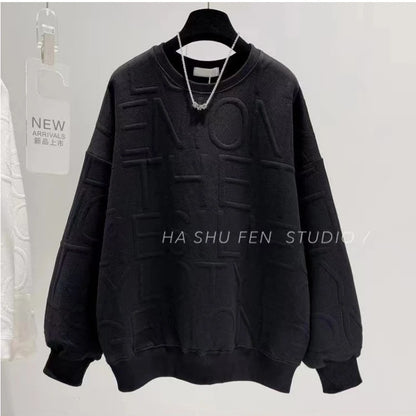 High Street Print Letter Plus Size Hoodies Sweatshirts Spring Autumn New Long Sleeve Casual Tops Fashion Lazy Style Men Clothing.