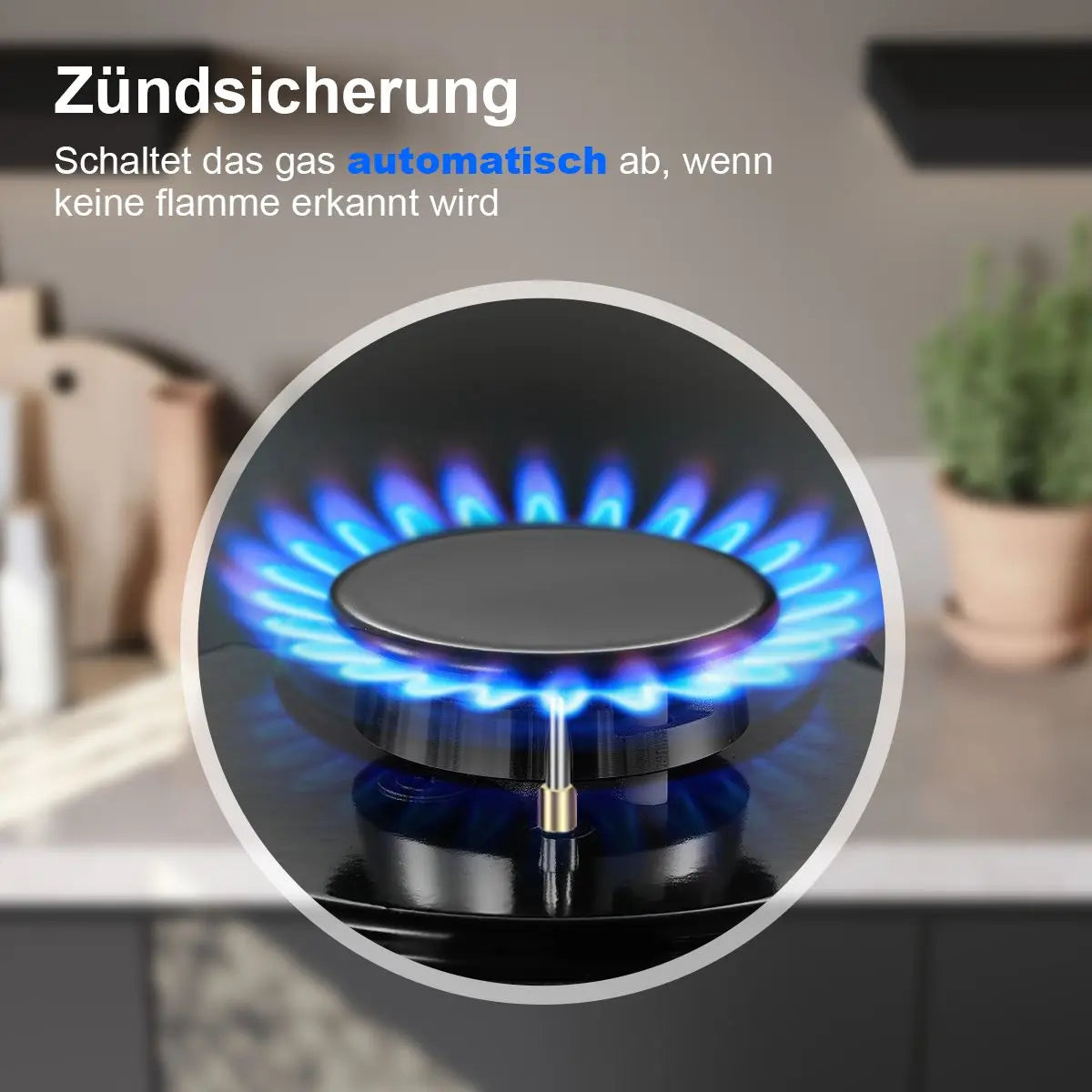 30cm Glass Gas Hob 2400W/1800W Dual Gas (Natural/Propane) Auto Flame Safety 2 LED Bulbs Built-in or Freestanding 220-240V CE.