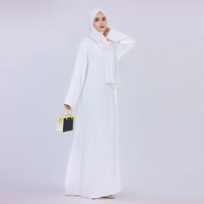 Ramadan Eid Solid Linen Dubai Abaya Turkey Islam Muslim Modest Dress Kaftan Prayer Clothes For Women Kebaya Robe Femme Musulmane