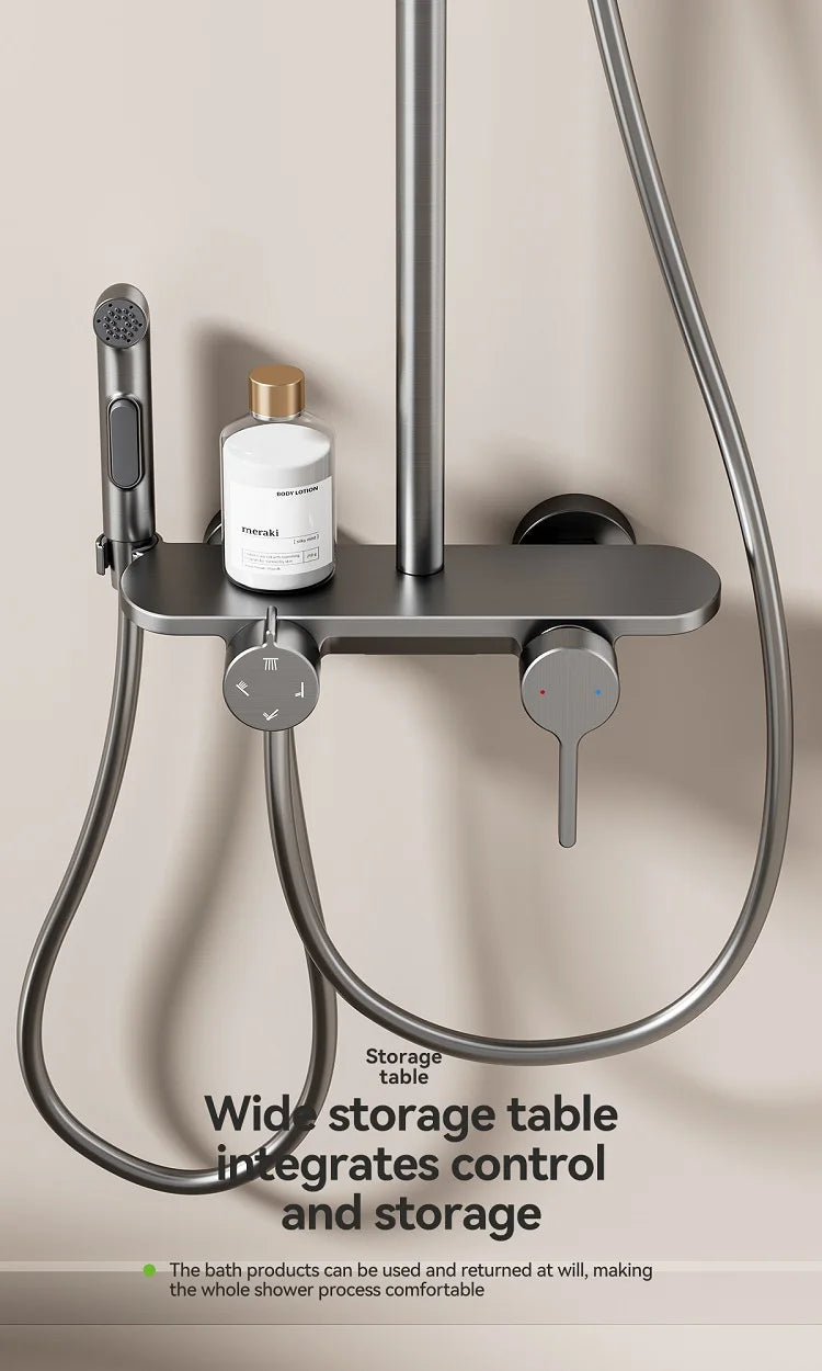 Four Ways Water Outlet Shower System Rainlfall Pressurized Sunflower Shower Set Wall Mounted Hot Cold Bathroom Shower Faucet Set