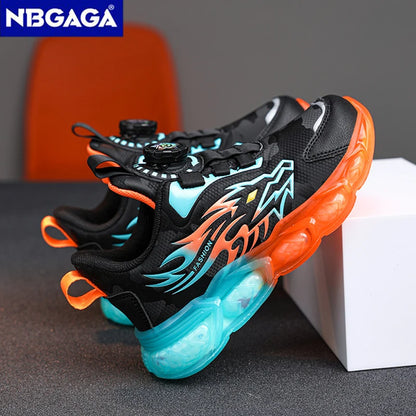 New Anti-skid Leather Kids Sneakers for Boys Running  Walking Lightweight Casual Shoes With Fashion Dragon Pattern Size 28-39.