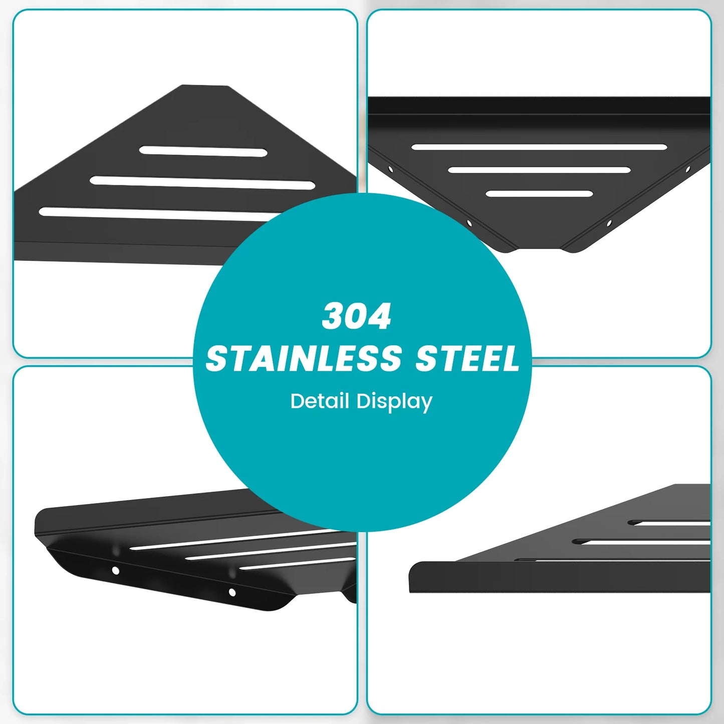 Wandmontiertes Eckregal für die Dusche, ohne Bohren, Eckshampoo aus Edelstahl 304, Körperwäsche, Aufbewahrungsorganisator für Badezimmer, Glasregal