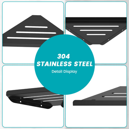 Wandmontiertes Eckregal für die Dusche, ohne Bohren, Eckshampoo aus Edelstahl 304, Körperwäsche, Aufbewahrungsorganisator für Badezimmer, Glasregal