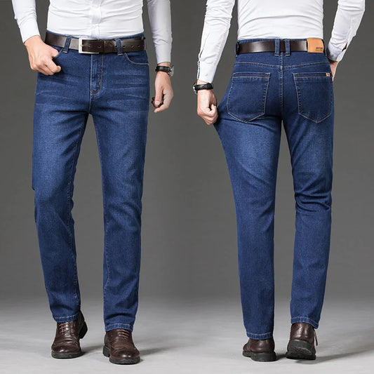 Baumwolle Herren Jeans Denim Hosen Marke Klassische Kleidung Overalls Gerade Hosen für Männer Schwarz Oversize Große Größe 35 40 42 44 46.