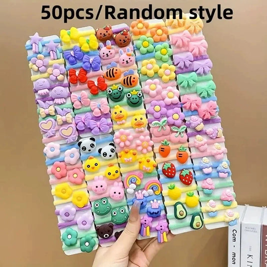 10/50pcs Children's Cute Rubber Band Girl's Rubber Band High Elastic Durable Hair Accessories Do not Hurt Hair Small Scrunchie.