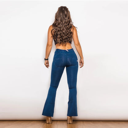Shascullfites Melody Flare Jeans Women Scrunch Bum Butt Lift Jeans Wide Leg Slim Jeans Sexy Elegant Denim Pants.