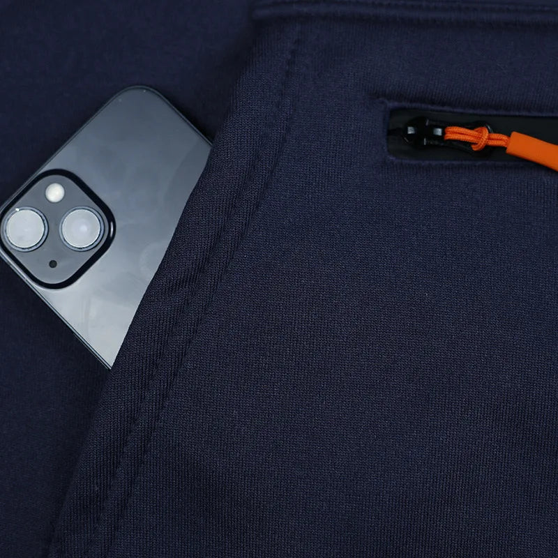 Pullover Hoodie Set Reißverschluss Multi-Pocket Pullover Herren Sport Casual Top Zweiteiliges Set