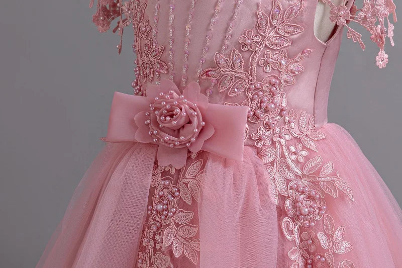 Prinzessin Mädchen Kommunion Geburtstags feier Tanz Leistung Pailletten schwarz Kleid Mädchen Hochzeit Brautjungfer Party Langarm Kleid.