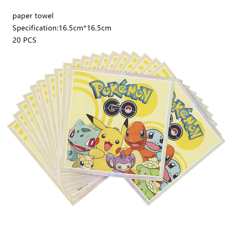 Pokemon Geburtstag Party Dekoration Neue Ligntning Pikachu Ballon Kid Event Liefert Einweg Geschirr Banner Hintergrund Platte