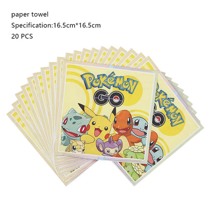 Pokemon Geburtstag Party Dekoration Neue Ligntning Pikachu Ballon Kid Event Liefert Einweg Geschirr Banner Hintergrund Platte