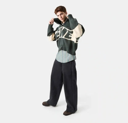 Autumn and Winter Warm Cardigan Sweater Men 2025 Trendy Casual Streetwear American Retro Letter Embroidery Zipper Pullover Women.