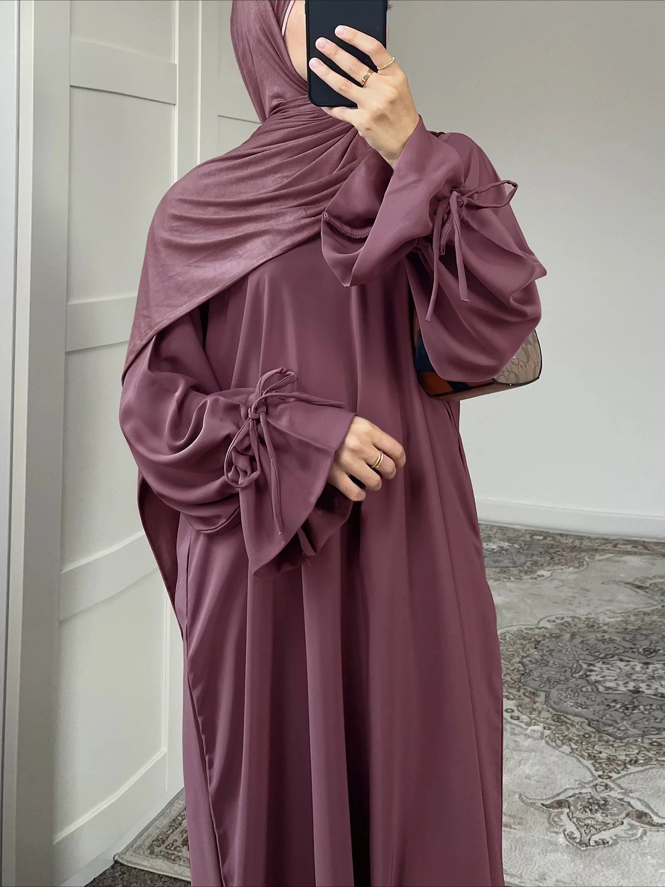 Eid Muslim Dress for Women Abaya Bow Jalabiya Ramadan Lace Up Vestidos Largos Islam Arab Long Robe Morocco Dubai Kaftan 2025.