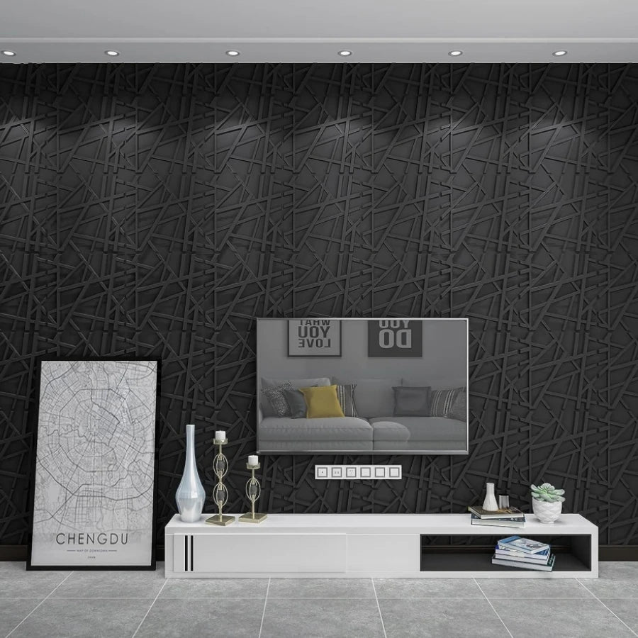 12/20/30pcs 3D pvc wall panels for indoor wall decoration, for living room hall bedroom hotel office,including tape