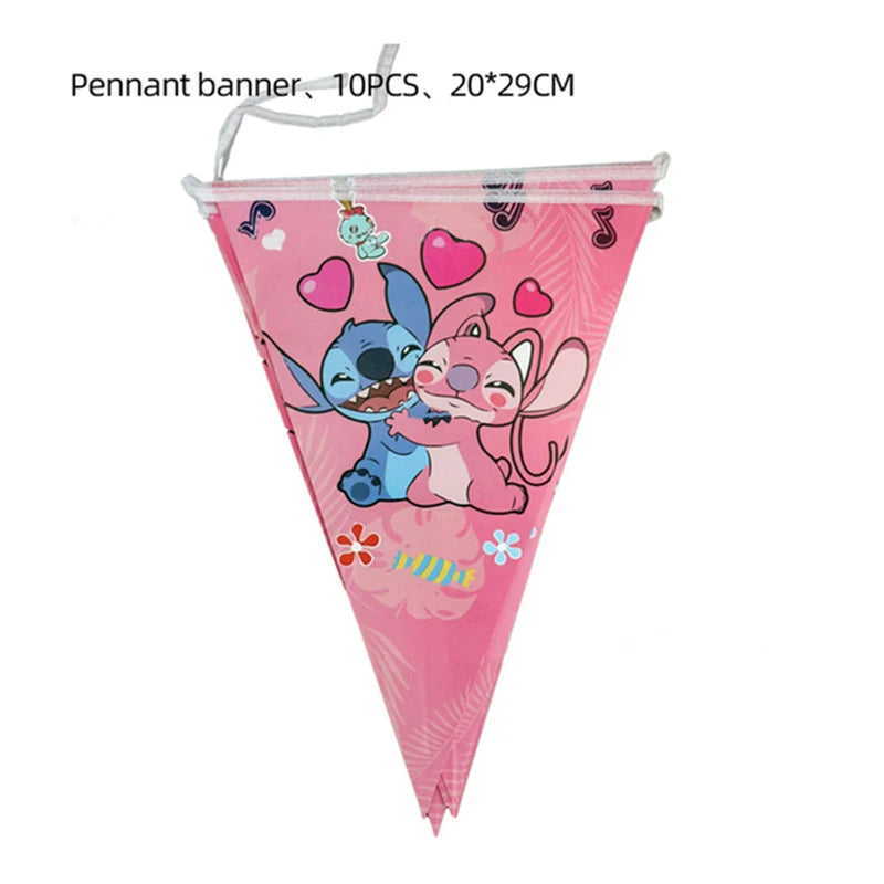 Disney Rosa Stich Geburtstag Party Dekorationen Mädchen Einweg Geschirr Ballon Kuchen Topper Tischdecken Liefert Baby Dusche