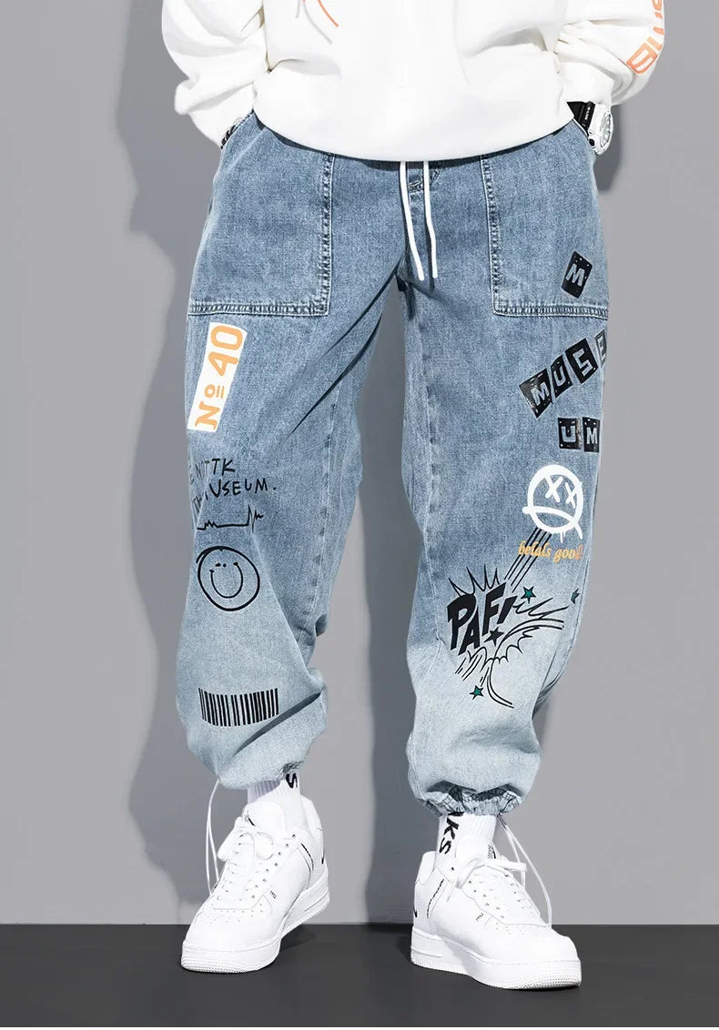 Trendy Loose-fit Men's Jeans Summer Thin Style Korean Version Casual Long Pants Hip Hop Fashion Versatile.