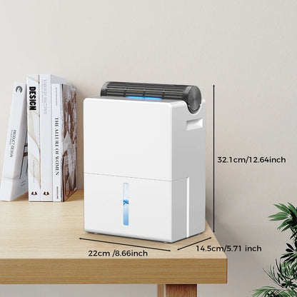 Dehumidifier 2000 ml for Bedroom, Double Hold Design, Drying Mode, Sleep Mode 30 dB, Intelligent Auto Defrost Function 24h Timer.