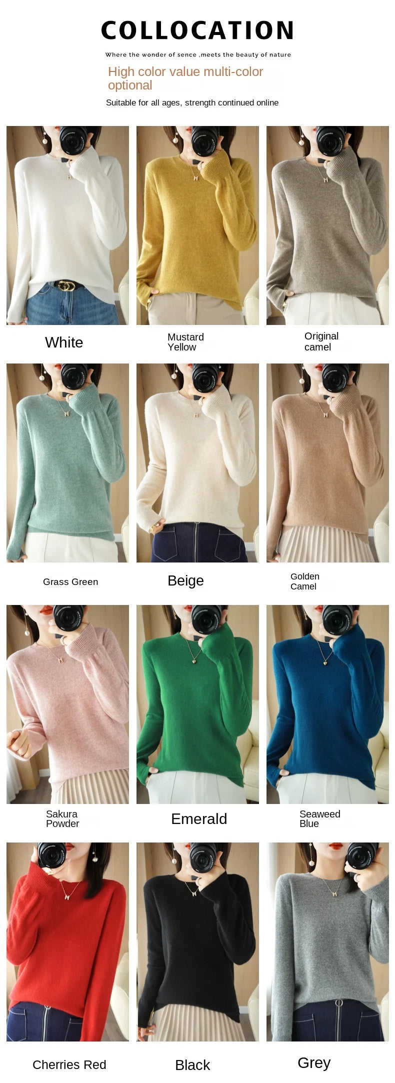 Herbst Winter frauen Pullover Oansatz Kaschmir Solide Pullover Schlank Bodenbildung Shirt Langarm Casual Grundlegende Pull Femme Pullover.