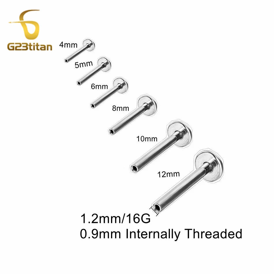 16G 18G Titanium Labret Stud Lip Ring Ear Helix Conch Trage Earring 2-4mm Zircon 0.9mm Internally Threaded Body Piercing Jewelry.