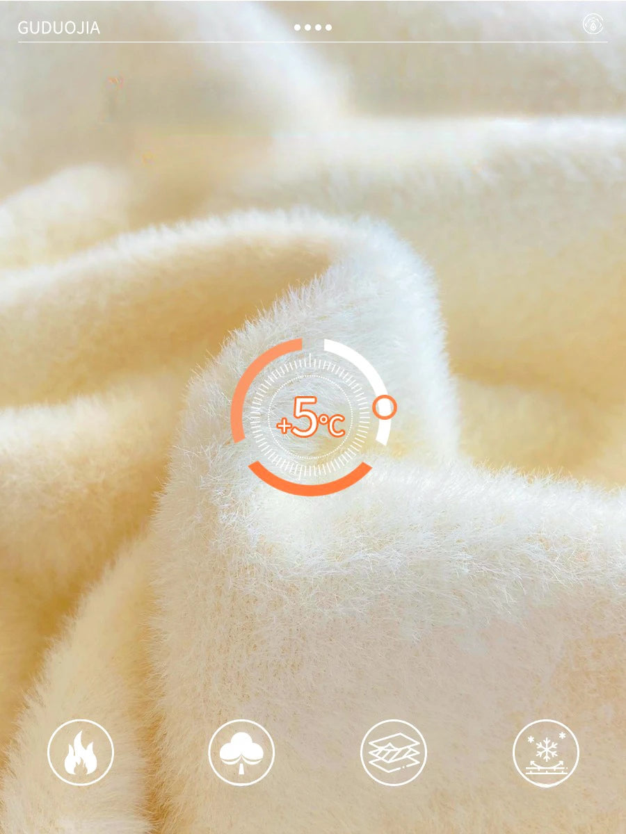 Women's Turtleneck Sweater Winter 2025 Retro with Velvet Lining Thickened Inner Wear Thermal Knitting Bottoming Shirt Pullovers.