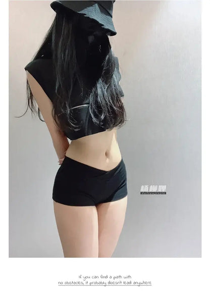 Simple Black Dance Fitness Running Ultra Short Sports.