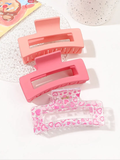 3 Pcs Frosted Cream Color Transparent Fruit Shark Scratch Clip-ins Style Back of Head Premium Wind Plate Women Hair Accessories.