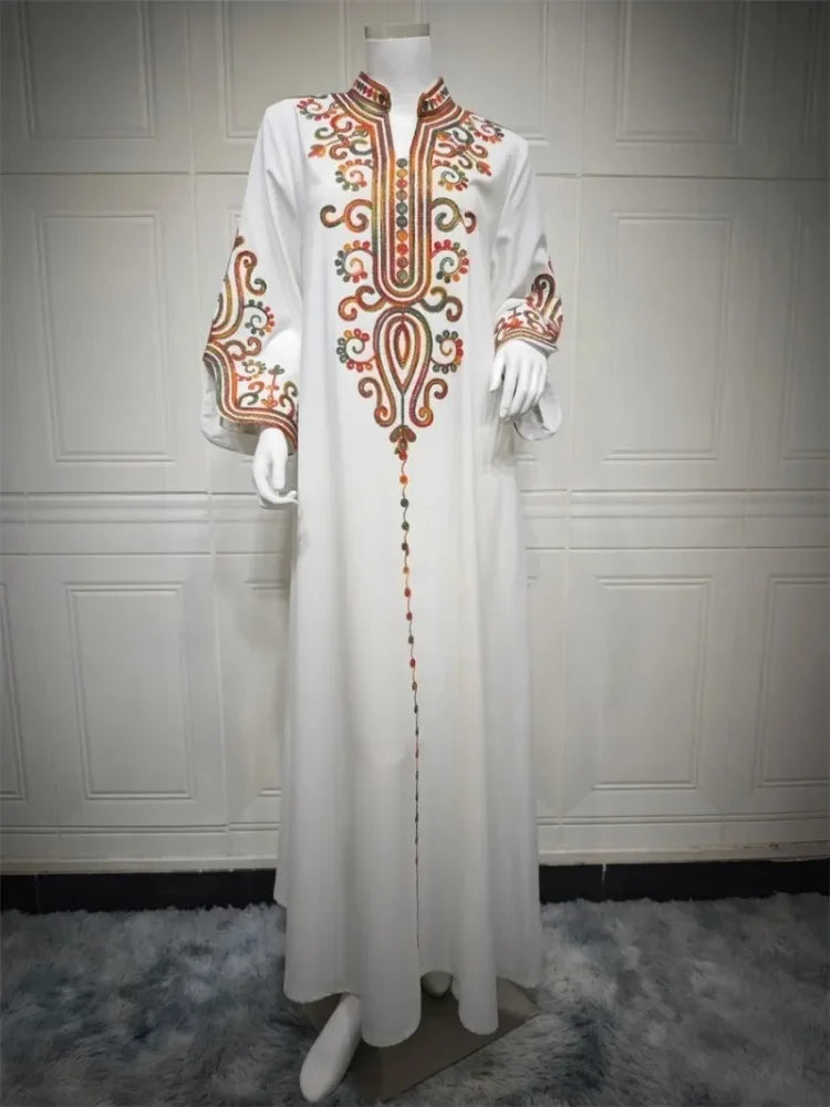 Ramadan Muslimische Damen bestickte lose Abaya-Kleider für Frauen Gala Marokko Dubai Eleganter lässiger Kaftan.