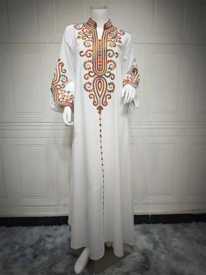 Ramadan Muslimische Damen bestickte lose Abaya-Kleider für Frauen Gala Marokko Dubai Eleganter lässiger Kaftan.