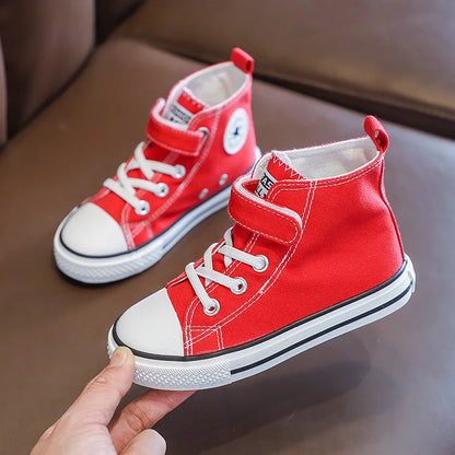 Children Canvas Shoes High-Top Boys and Girls Shoes White Board Shoes Small White Shoes New Kindergarten Baby Cloth Shoes