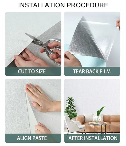 10 m 3D verdickte selbstklebende Tapete Leinen schlicht Kieselalgen Schlamm Wandaufkleber Farbe Dekor Renovierung Antikollision Home Decor