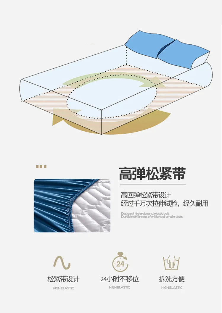 Waterproof Thicken Mattress Cover Quilted Latex Mat Bed Covers Pad Skin-Friendly Fitted Sheet Protector Bedspread150/160/180x200.