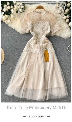 Sommer Stickerei Spitze Schmetterling Kleider Für Frauen Blume Kontrast Farbe Koreanische Mode Büro Party Bodycon Elegante Vestidos.