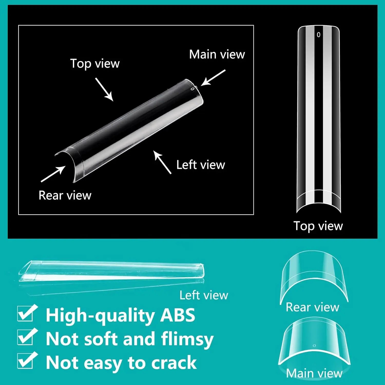 240PC Professional 3XL Extra Long Clear Square Nail Tips 12 Sizes Half Cover Acrylic Nails NO C CURVE Long Square Fake Nail Tips.