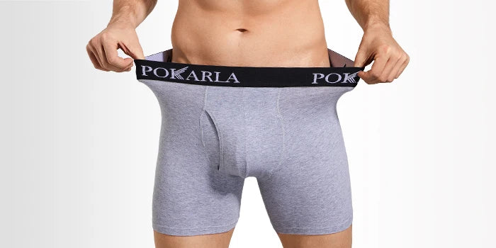POKARLA 5 Stück Herren-Boxershorts aus Baumwolle, offene Fliege, U-Beutel, weiche, atmungsaktive Herrenunterwäsche, ohne Etikett, sexy Unterhose, elastisches Höschen