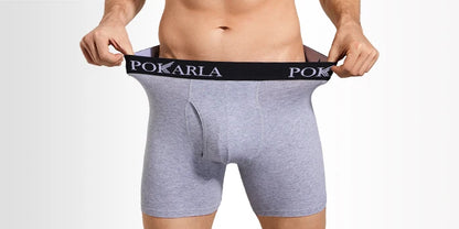 POKARLA 5 Stück Herren-Boxershorts aus Baumwolle, offene Fliege, U-Beutel, weiche, atmungsaktive Herrenunterwäsche, ohne Etikett, sexy Unterhose, elastisches Höschen