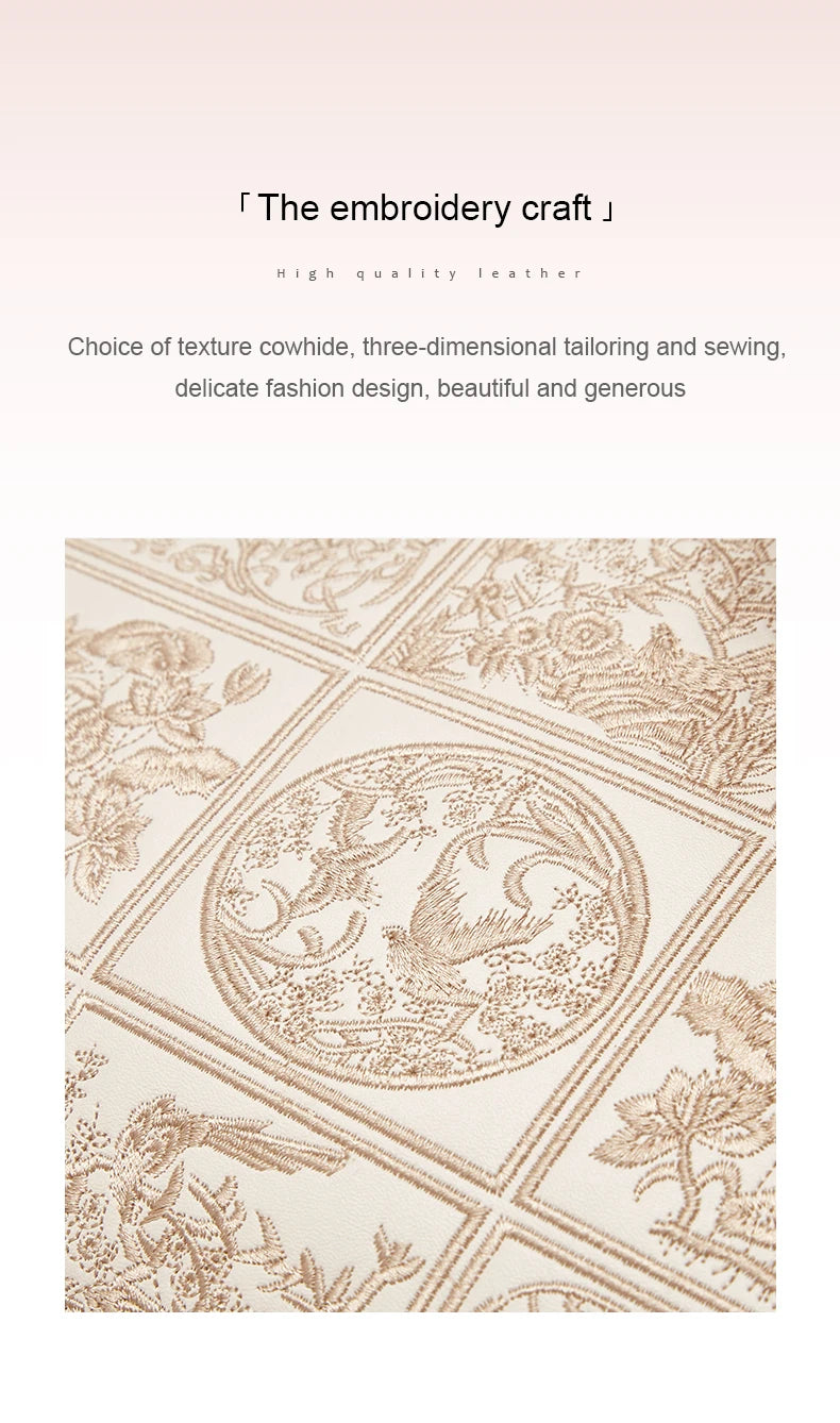 FOXER Split Leather 2025 Autumn Winter New Large Tote Handbag Women's Shoulder Bag Chinese Classic Embroidery Best Gift for Mom.