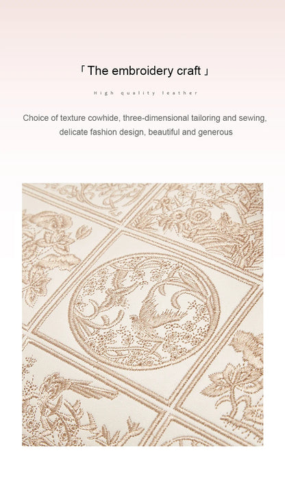 FOXER Split Leather 2025 Autumn Winter New Large Tote Handbag Women's Shoulder Bag Chinese Classic Embroidery Best Gift for Mom.