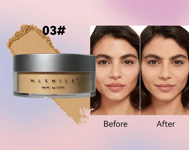 MLSIMLE 4 COLORS Natural Shimmer Pearl Setting Powder Contouring Highlighting Waterproof Sweat-proof Oil-control Makeup Powder.