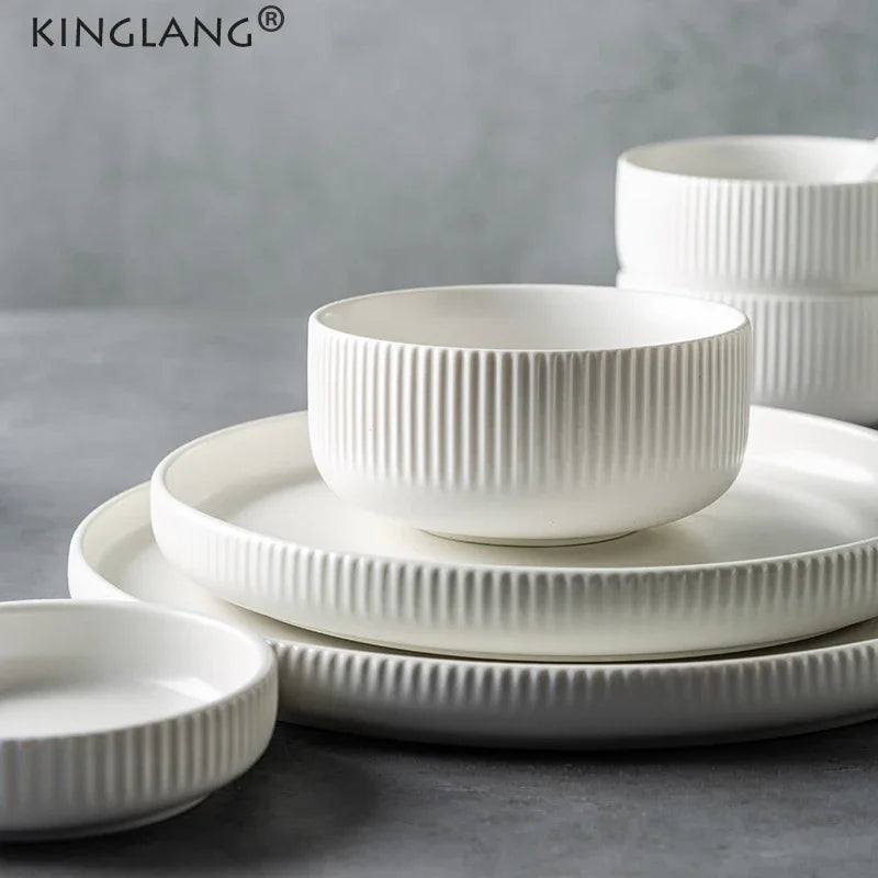 KINGLANG Nordic Creative Ceramics Plates matte glazed bowl Dishes Individual  Ins style Dishes Bowl Household Tableware.