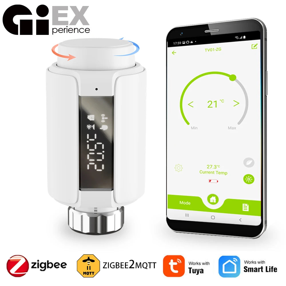 WIFI & Zigbee Thermostatic Radiator Valve Smart Radiator Actuator TRV Temperature Controller Voice Control via Tuya Zigbee2MQTT.