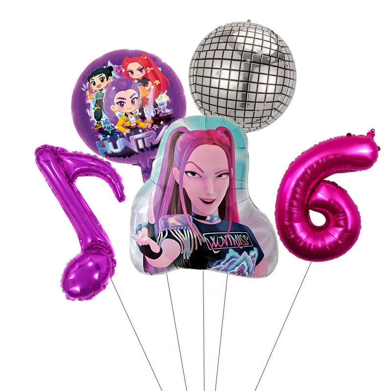 1 Set Kpop Dämonenjäger Thema Ballon Mädchen Alles Gute zum Geburtstag Party Dekoration Kinder Baby Dusche Geschenke Lieferungen.