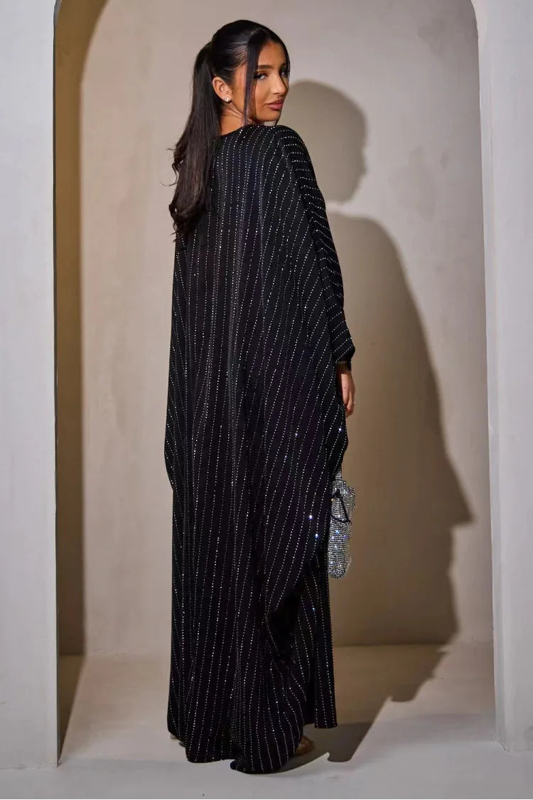 Dubai Diamond Luxury Banquet Musim Dress Abaya Eid Kebaya Caftan Robe Marocain Maxi African Dresses Kaftan Abayas Women Clothing.