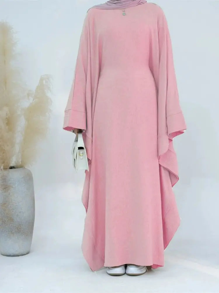 Ramadan Dubai Women Cotton Linen Khimar Abaya Saudi Arabia Turkey Islam Muslim Maxi Modest Dress Kebaya Robe Femme Musulmane
