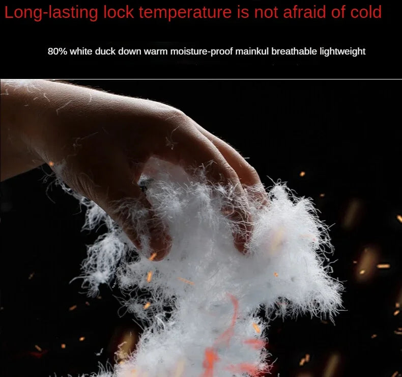 Men's Winter Pants Duck Down Padded Pants Thick Warm Black Loose Jogger Windproof High Waist Elastic Thermal Down Trouser Male.