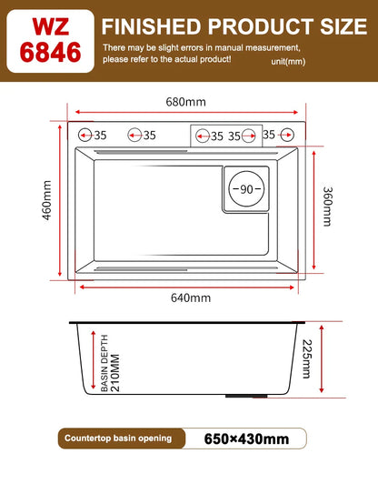 Kitchen Sink Stainless Steel Large Single Slot Multifunctional Tank Wash Basin With Waterfall Faucet Lowe Price