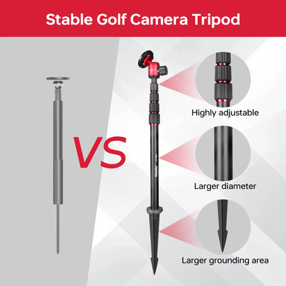 Manbily GF-M25 Aluminum Magnetic Golf Monopod Selfie Stick with Ground Spike Stakes Magnetic Tripod Stand for Golf Traing.