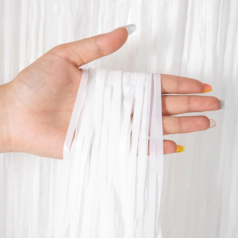 Günstig als Party, Metallic-Lametta-Folie, Fransenvorhänge, Hintergrund für Geburtstag, Silvester, Party, Foto, Hochzeit, Dekoration.