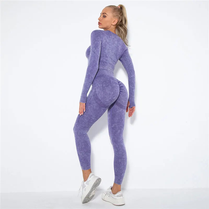 Seamless Yoga Set Gym Clothes Women's Sportswear Yoga Suits Women Fitness Set Tracksuits Sports Outfits Long Sleeve Gym Leggings