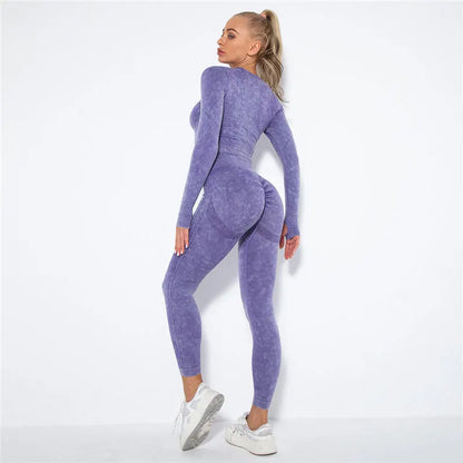 Seamless Yoga Set Gym Clothes Women's Sportswear Yoga Suits Women Fitness Set Tracksuits Sports Outfits Long Sleeve Gym Leggings
